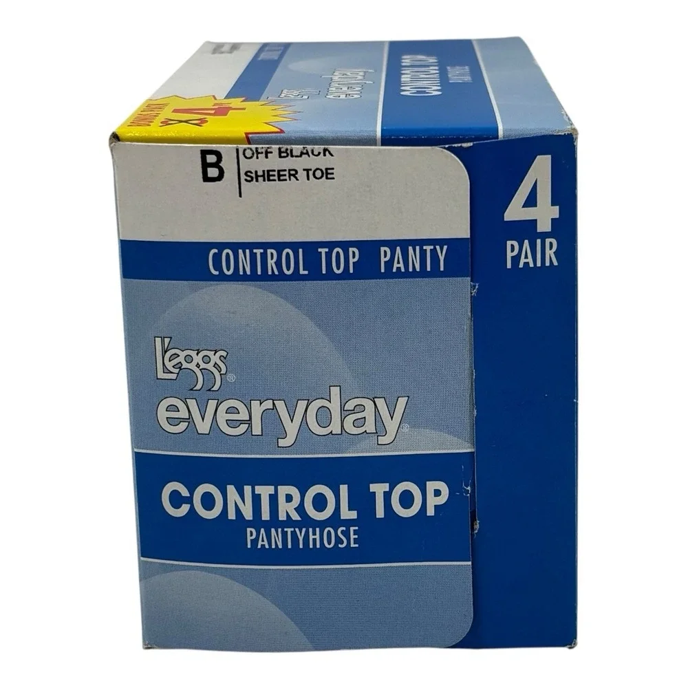 4 Pair‎ Leggs Everyday Control Top Sheer Toe Pantyhose Off Black